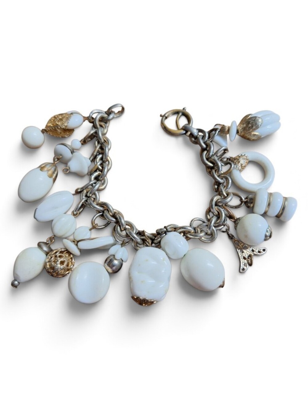 Vintage Chunky Napier Bracelet Multi Charm Bracelet with dangles maximalist